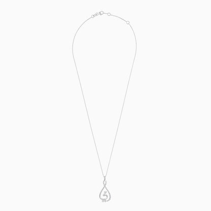 18K White Gold Arabic My Mother Necklace with Natural Diamonds