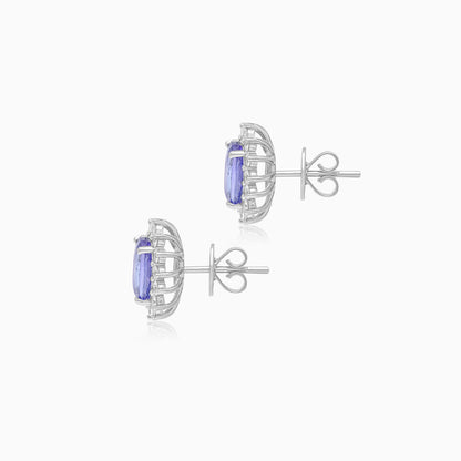 18K White Gold Earrings with Natural Diamonds & Tanzanite - Diana
