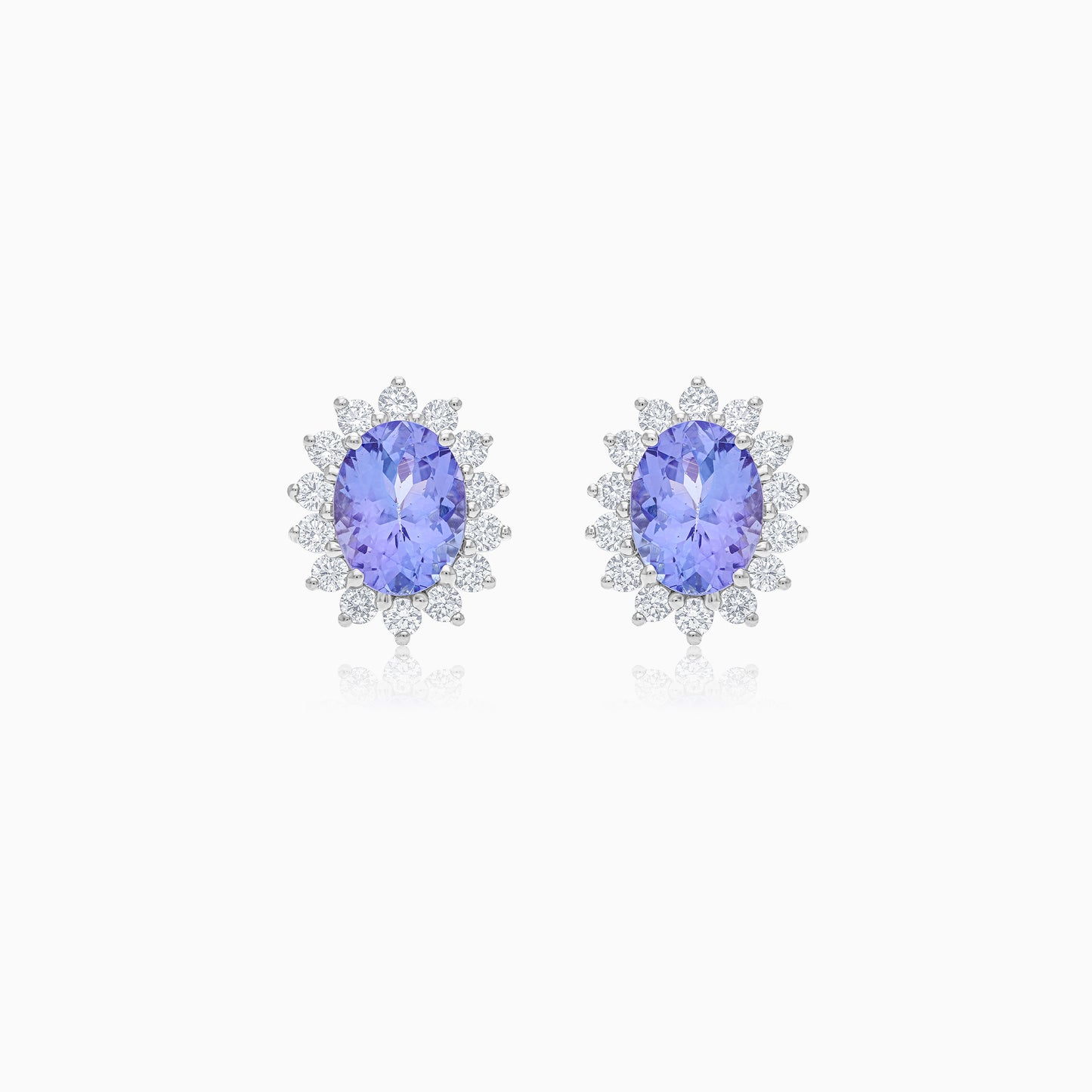 18K White Gold Earrings with Natural Diamonds & Tanzanite - Diana