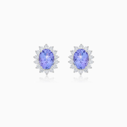 18K White Gold Earrings with Natural Diamonds & Tanzanite - Diana