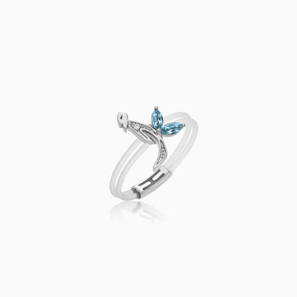 Floating Ring - Alif letter with Natural Diamonds and gemstones