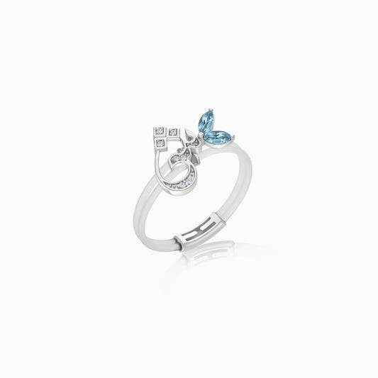 18K Gold Arabic Letter Sheen Ring with Natural Diamonds and Gemstones