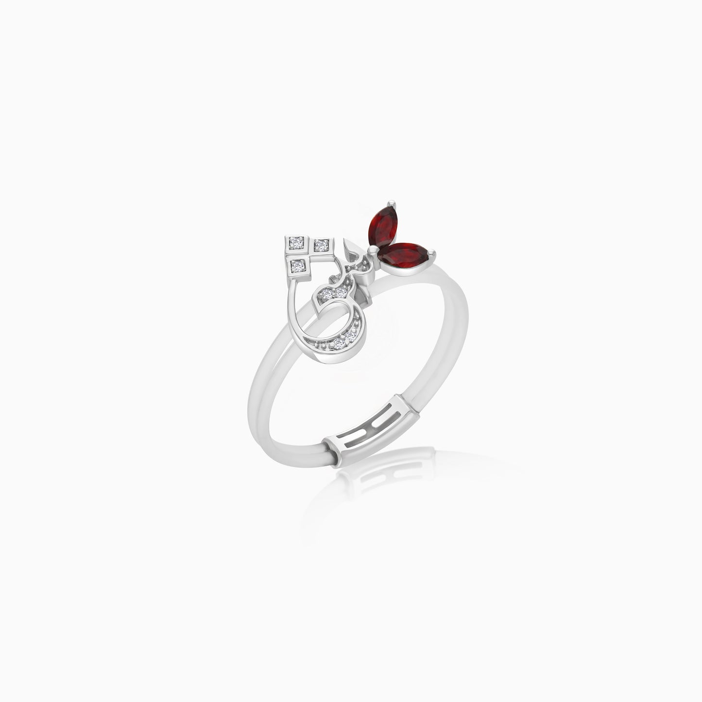 18K Gold Ring Arabic Letter Sheen with Natural Diamonds and Gemstones - Floats Collection