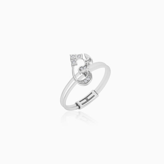 18K White Gold Ring Letter Sheen with Natural Diamonds