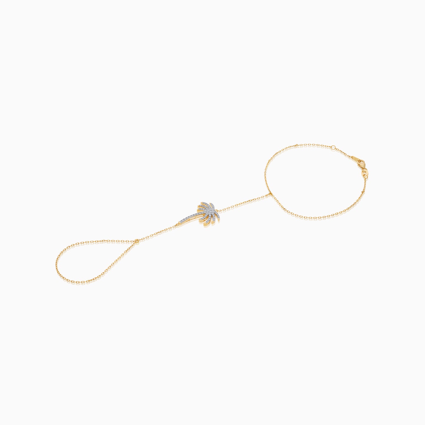 18K Yellow Gold Hand Chain -Panja- Decorated with Palm Tree-Shaped Natural Diamond | Al Nakhla Collection
