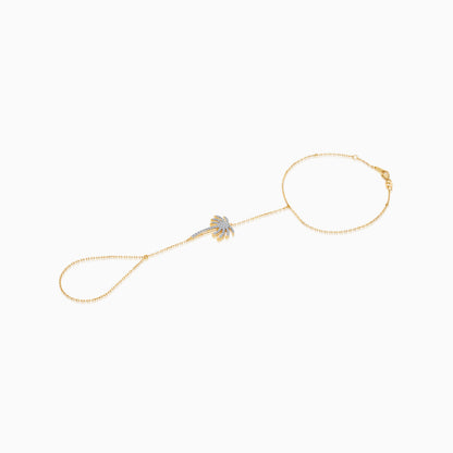 18K Yellow Gold Hand Chain -Panja- Decorated with Palm Tree-Shaped Natural Diamond | Al Nakhla Collection