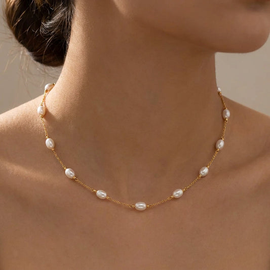 18K Yellow Gold Pearl Choker | Danah Collection