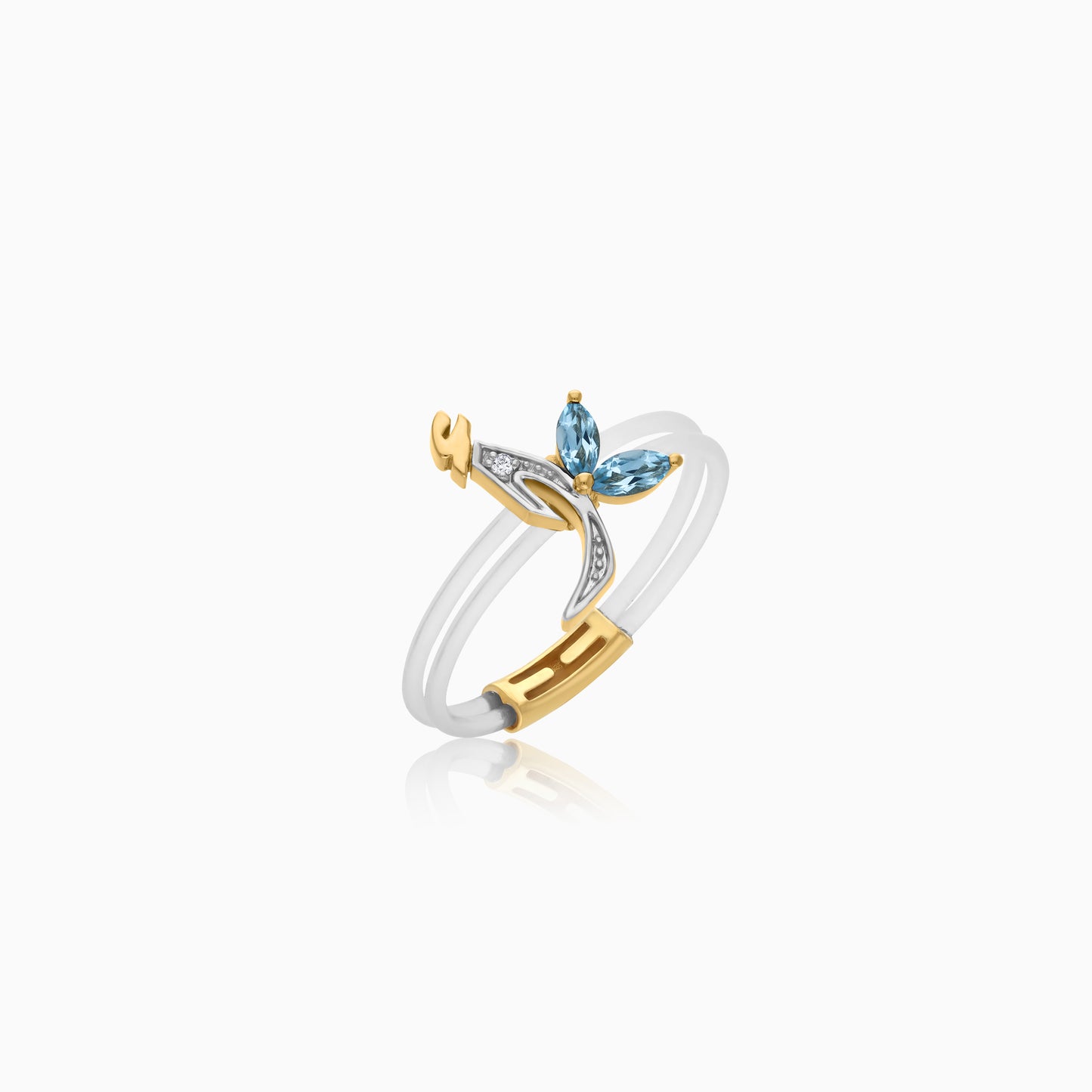 Floating Ring - Alif letter with Natural Diamonds and gemstones