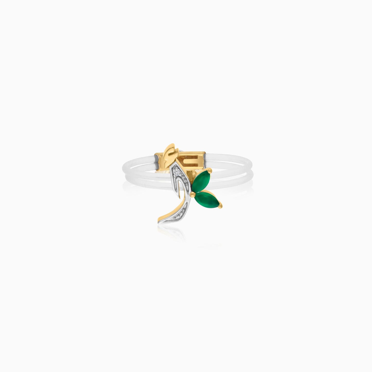 Floating Ring - Alif letter with Natural Diamonds and gemstones