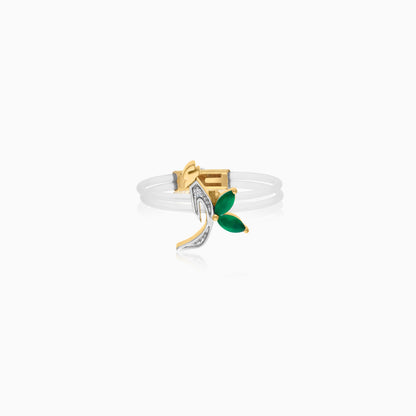 Floating Ring - Alif letter with Natural Diamonds and gemstones