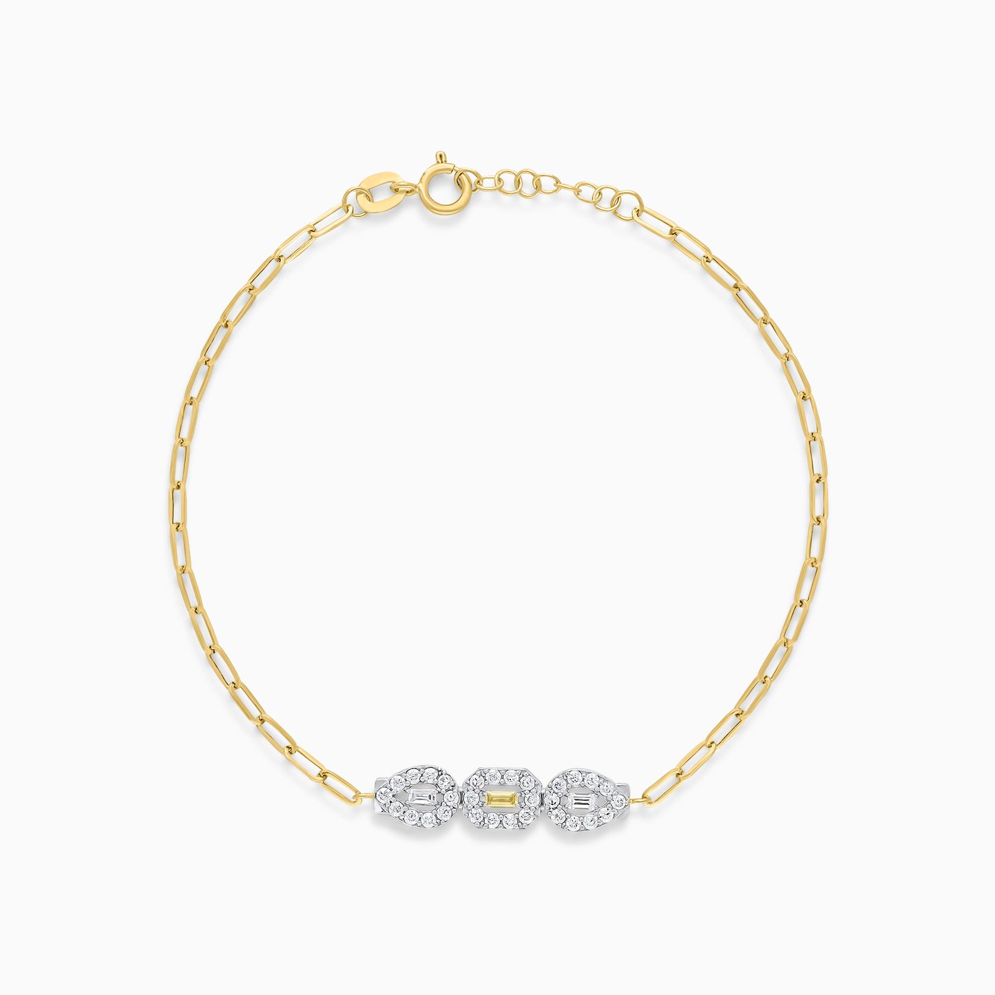 18K Yellow & White Bracelet Decorated with multi-coloured zircon