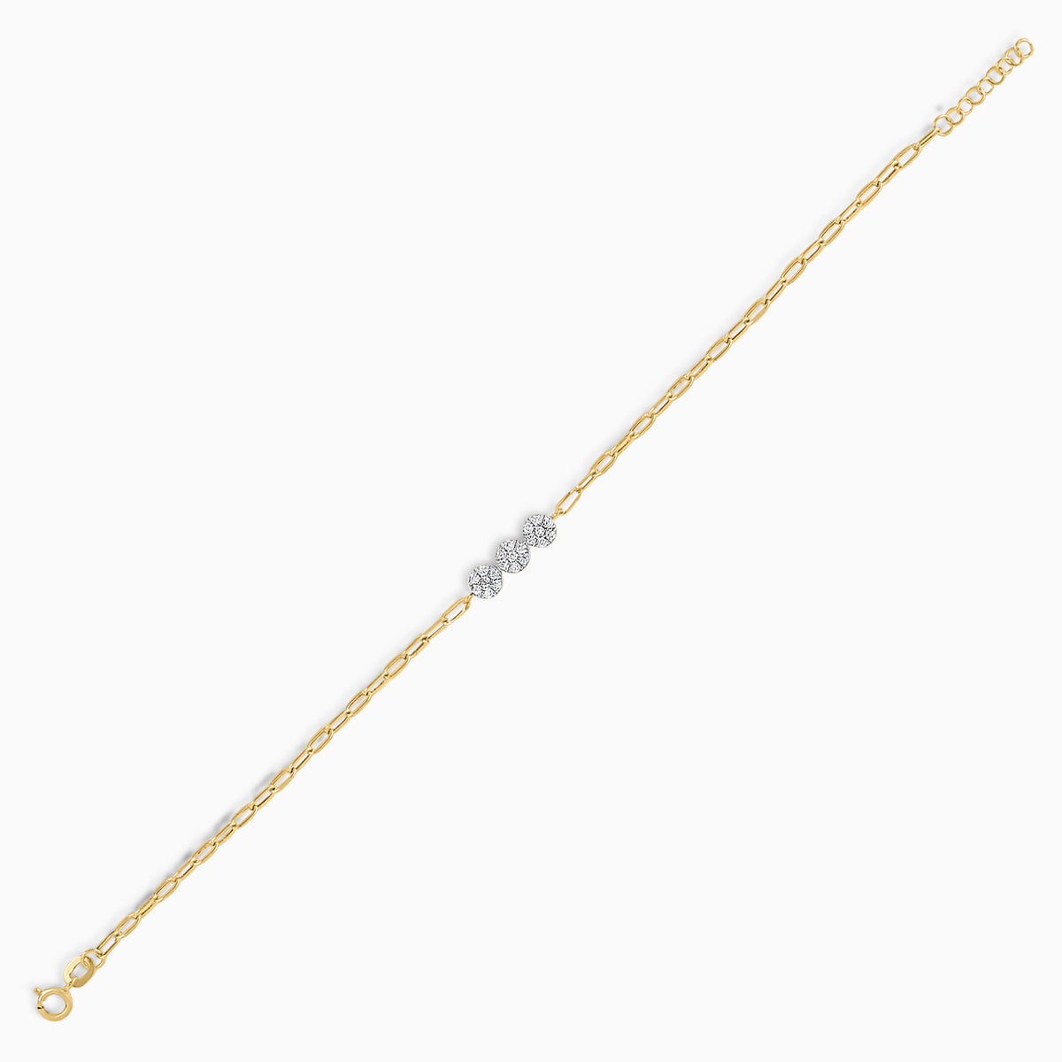 18K Yellow and White Gold Paperclip Bracelet with Zircon Stones