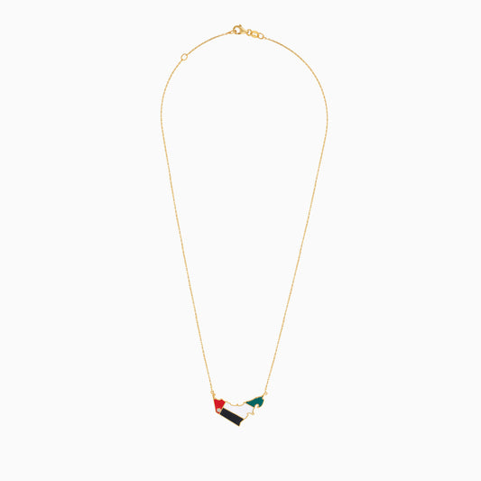 UAE Flag Necklace - 18K Gold with Natural Diamond