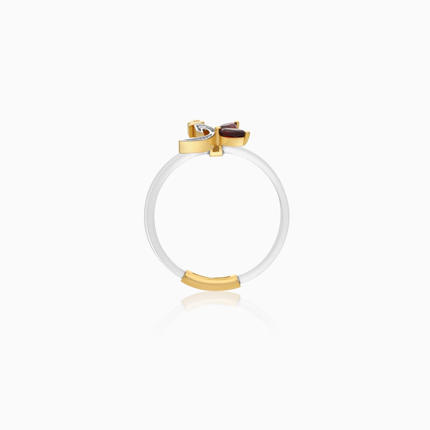 Floating Ring - Alif letter with Natural Diamonds and gemstones