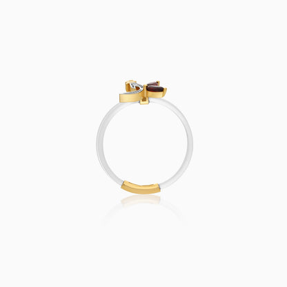 Floating Ring - Alif letter with Natural Diamonds and gemstones