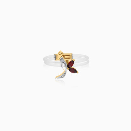 Floating Ring - Alif letter with Natural Diamonds and gemstones