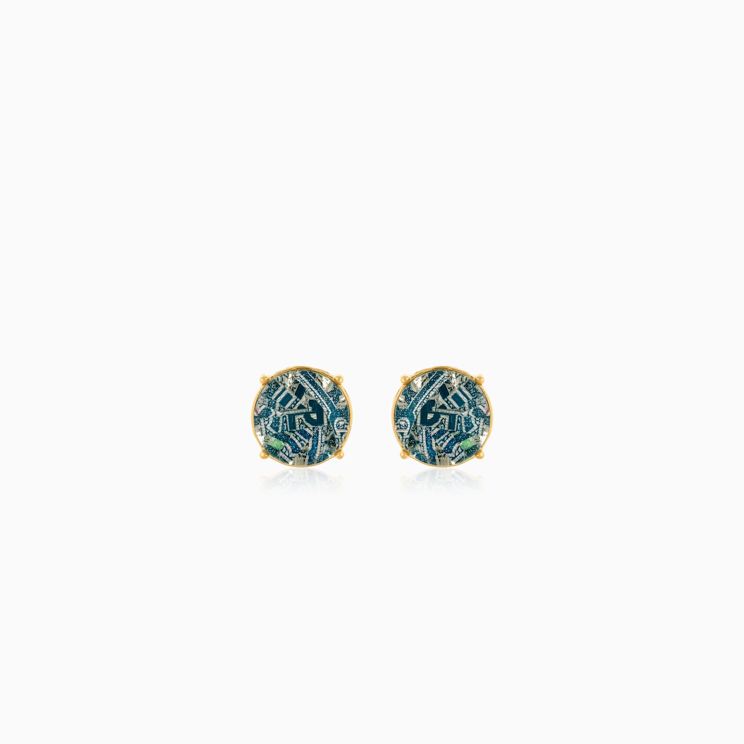 18K yellow gold stud earrings - Qelada Collection