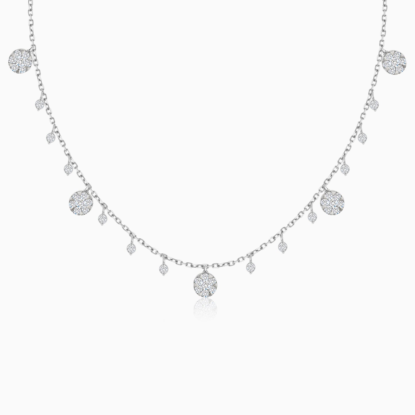 Trendy 18K White Gold Diamond Choker Necklace