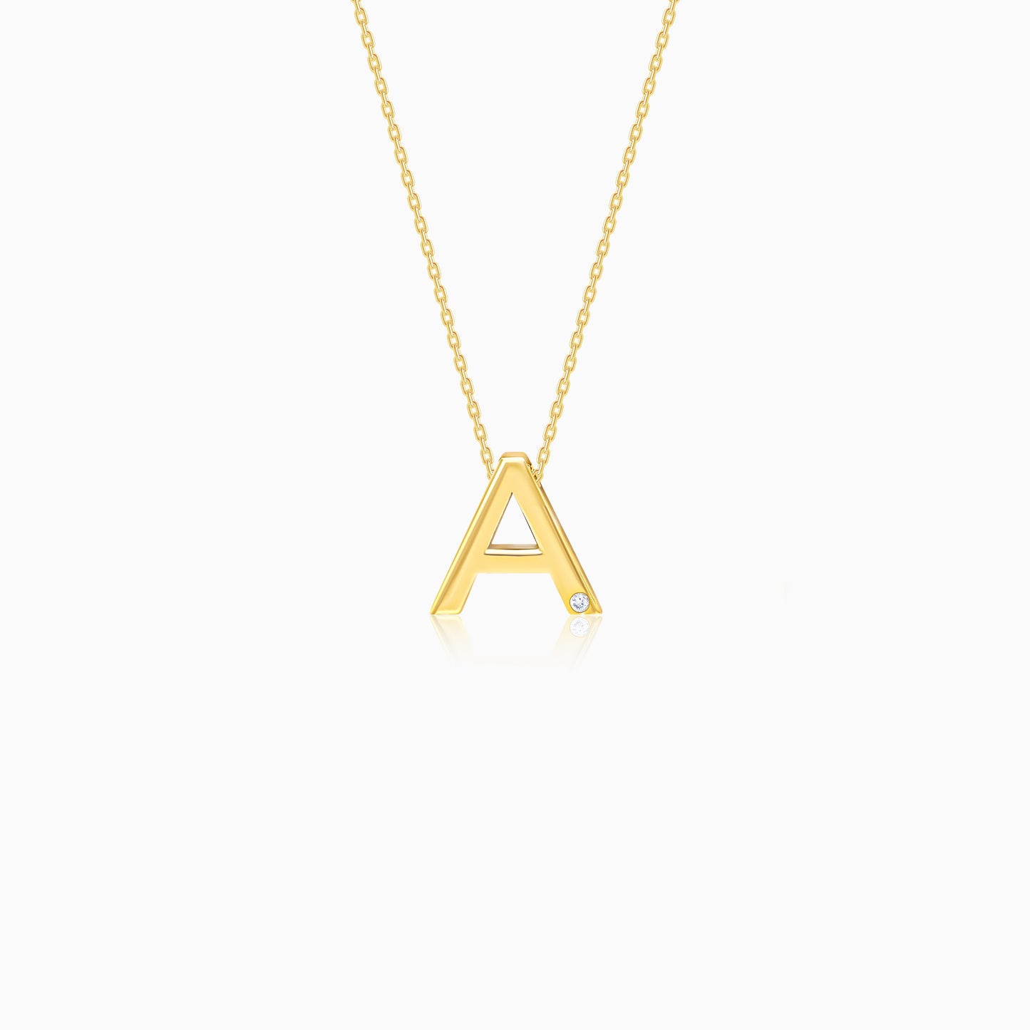 18k Yellow Gold Letter “A” Diamond Necklace | Alpha Collection