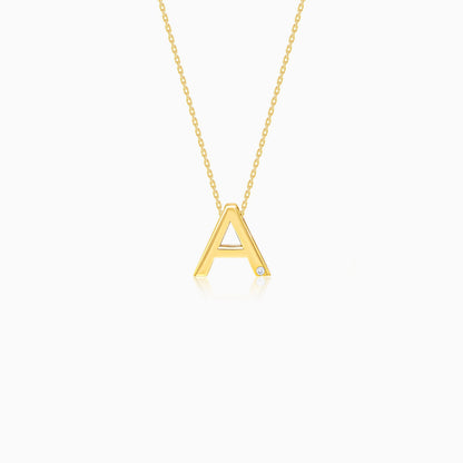 18k Yellow Gold Letter “A” Diamond Necklace | Alpha Collection