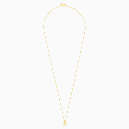 18k Yellow Gold Necklace with Letter “S” Decorated with Single Natural Diamond Stone | Alpha Collection