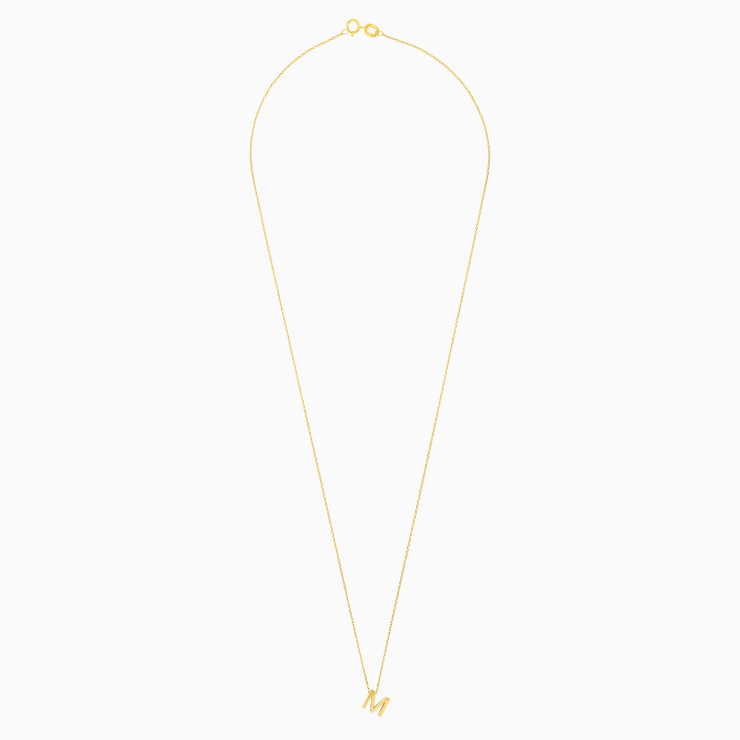 18k Yellow Gold Necklace with Letter “M” Decorated with Single Natural Diamond | Alpha Collection