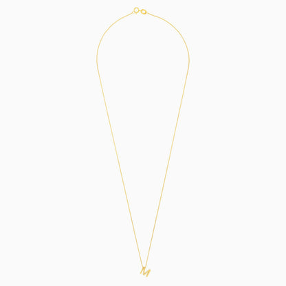 18k Yellow Gold Necklace with Letter “M” Decorated with Single Natural Diamond | Alpha Collection