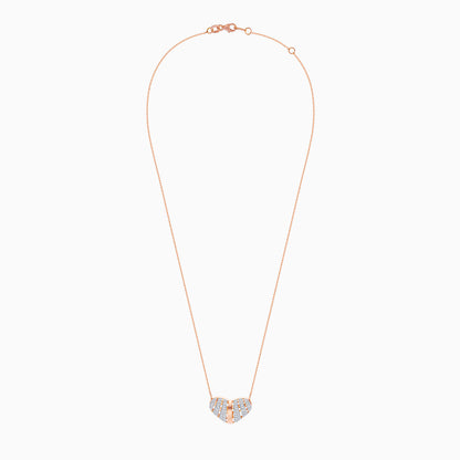 18k Rose Gold Necklace with Natural Diamond Heart Pendant