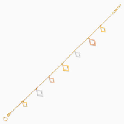 18k Tri-Colour Gold Geometric Charm Bracelet