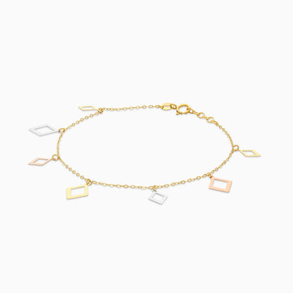 18k Tri-Colour Gold Geometric Charm Bracelet