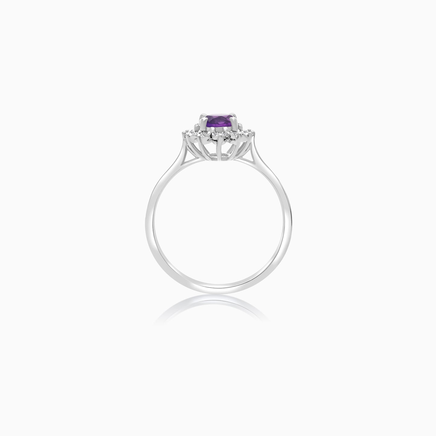 18k White Gold Amethyst and Natural Diamonds Ring - Diana