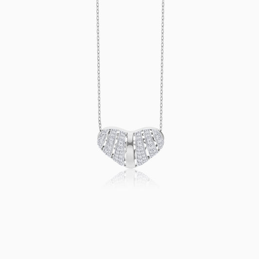 18k White Gold Necklace with Natural Diamond Heart Pendant