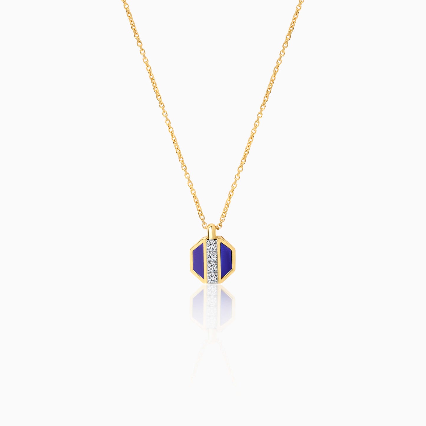 18k Yellow Gold Lapis Lazuli and Natural Diamonds Necklace - Bovo Collection