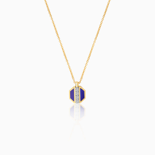 18k Yellow Gold Lapis Lazuli and Natural Diamonds Necklace - Bovo Collection