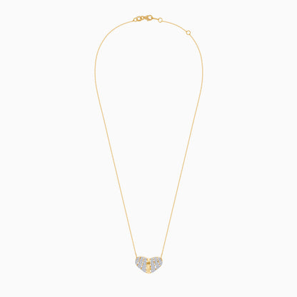 18k Yellow Gold Necklace with Natural Diamond Heart Pendant