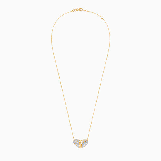 18k Yellow Gold Necklace with Natural Diamond Heart Pendant