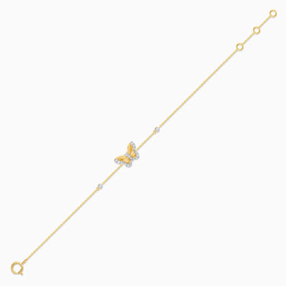 18k yellow gold Kids bracelet with Natural Diamonds Butterfly-shaped - Farfalla