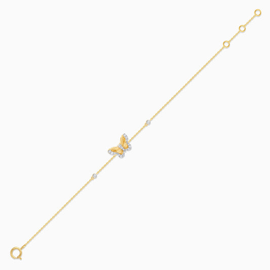 18k yellow gold Kids bracelet with Natural Diamonds Butterfly-shaped - Farfalla