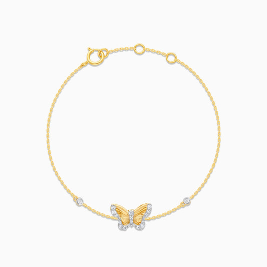 18k yellow gold Kids bracelet with Natural Diamonds Butterfly-shaped - Farfalla