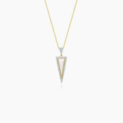 18k yellow gold chain decorated with inverted triangle mop and natural diamonds shaped | mosaic collection