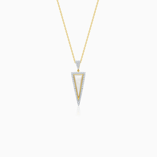 18k yellow gold chain decorated with inverted triangle mop and natural diamonds shaped | mosaic collection