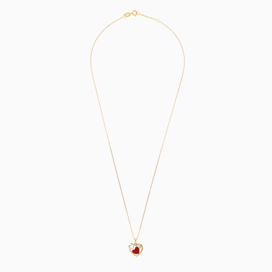 قلادة من الذهب الأصفر عيار 18 قيراطًا مرصعة بالألماس للأطفال على شكل قلب