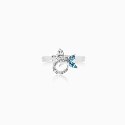 18K Gold Ring "Ghayn" Letter with Natural Diamonds and Gemstones - Floats Collection