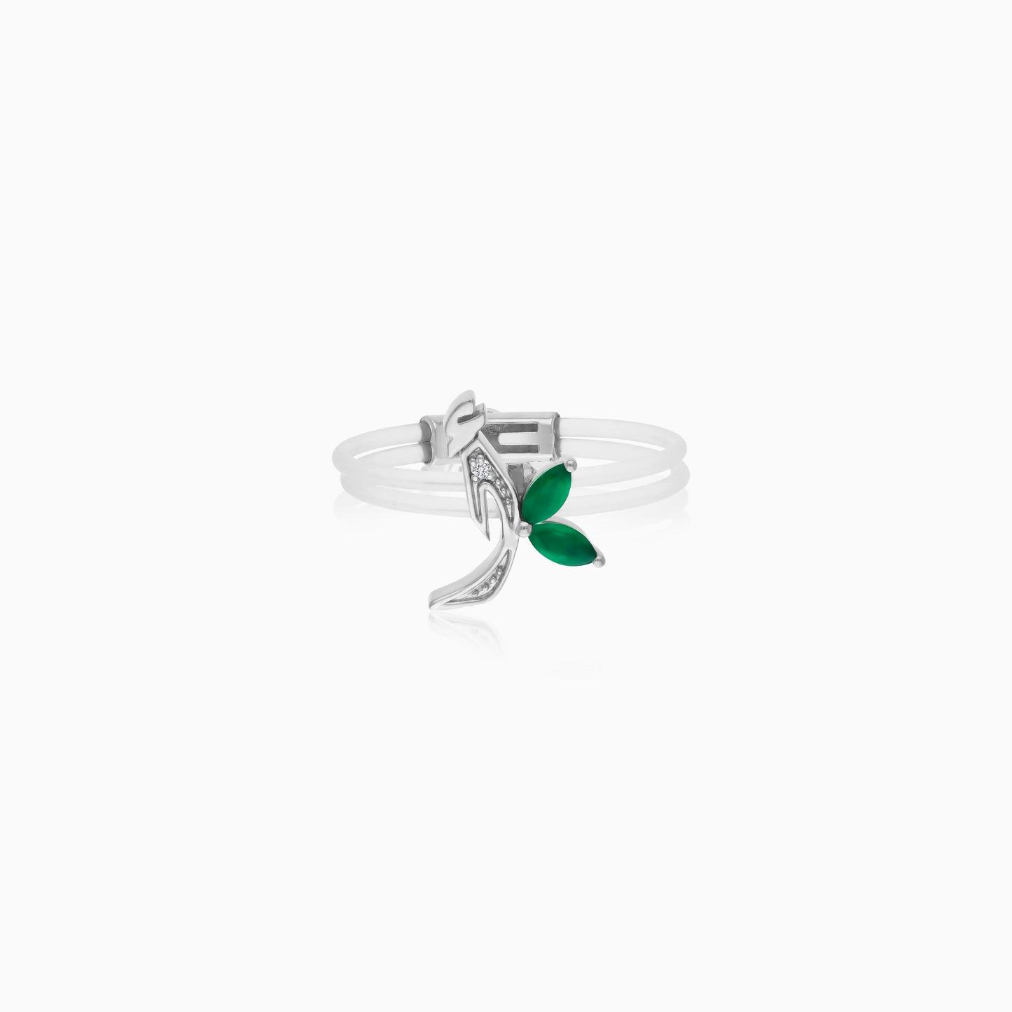 Floating Ring - Alif letter with Natural Diamonds and gemstones