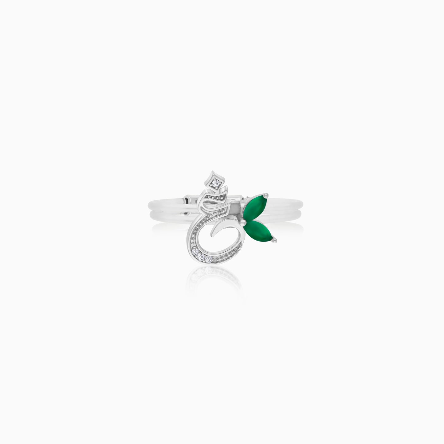 18K Gold Ring "Ghayn" Letter with Natural Diamonds and Gemstones - Floats Collection