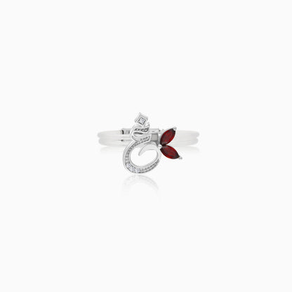 18K Gold Ring "Ghayn" Letter with Natural Diamonds and Gemstones - Floats Collection