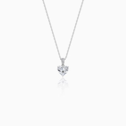 18K White Gold Chain Decorated with 1.0 ct Natural Diamond Heart-Shaped Pendant | Valentine Collection
