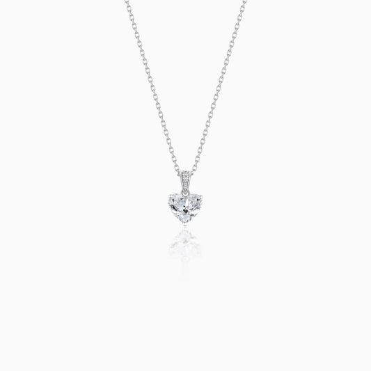 18K White Gold Chain Decorated with 1.0 ct Natural Diamond Heart-Shaped Pendant | Valentine Collection