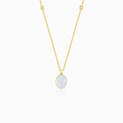 Mosaic 18k Yellow Gold Natural Diamonds Oval Necklace