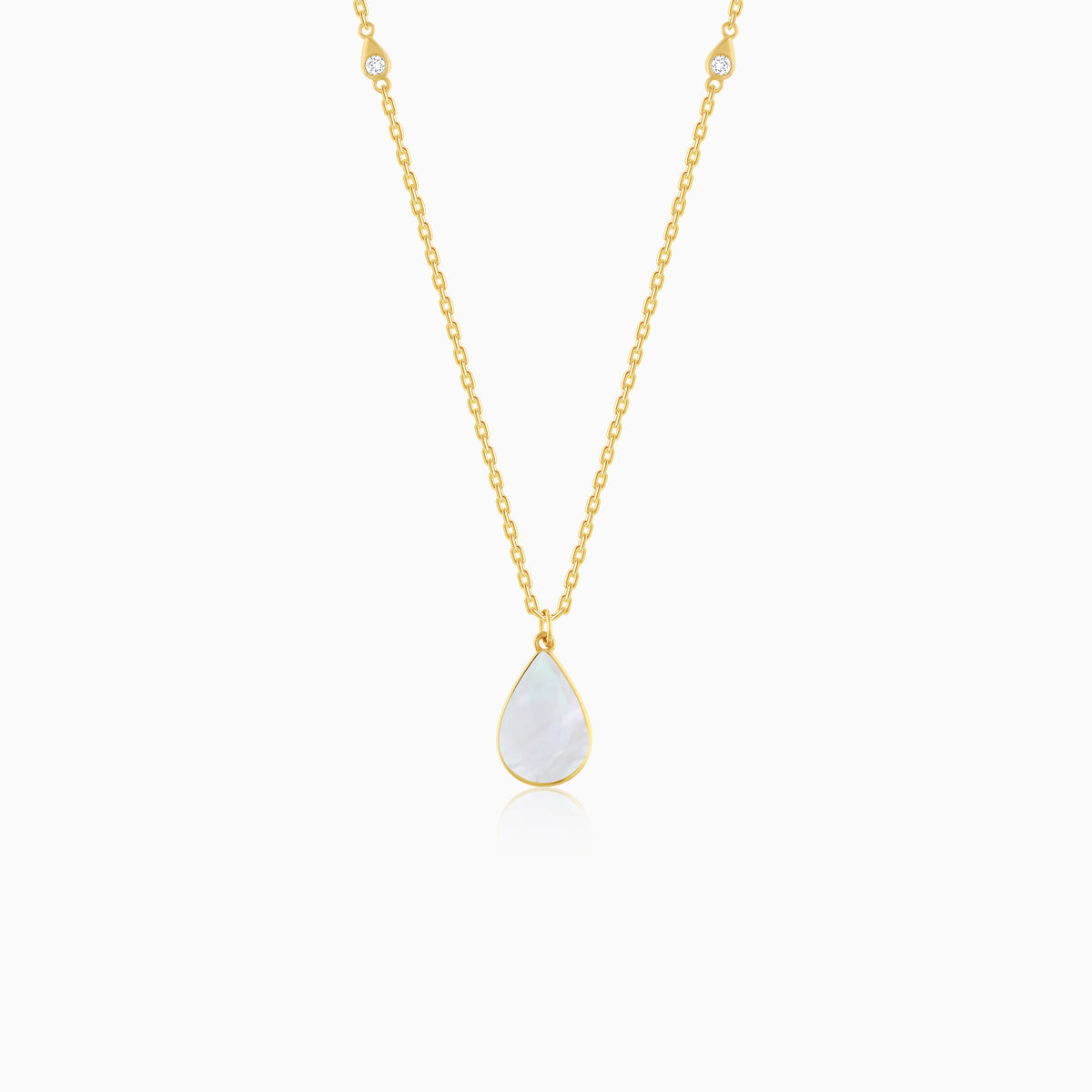Mosaic 18k Yellow Gold Pear Shape Necklace with Natural Diamonds
